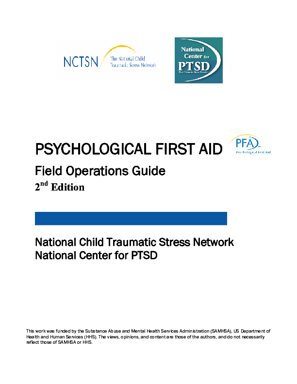 Psychological First Aid Field Operations Guide. 2nd Edition Save the